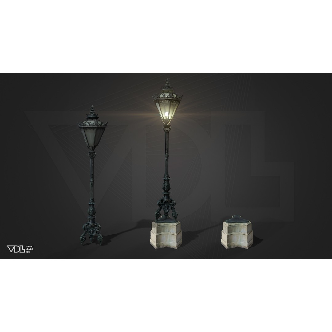 Street Lamp 3D Model – Low Poly Baroque Lighting Asset, FBX/OBJ - View 3