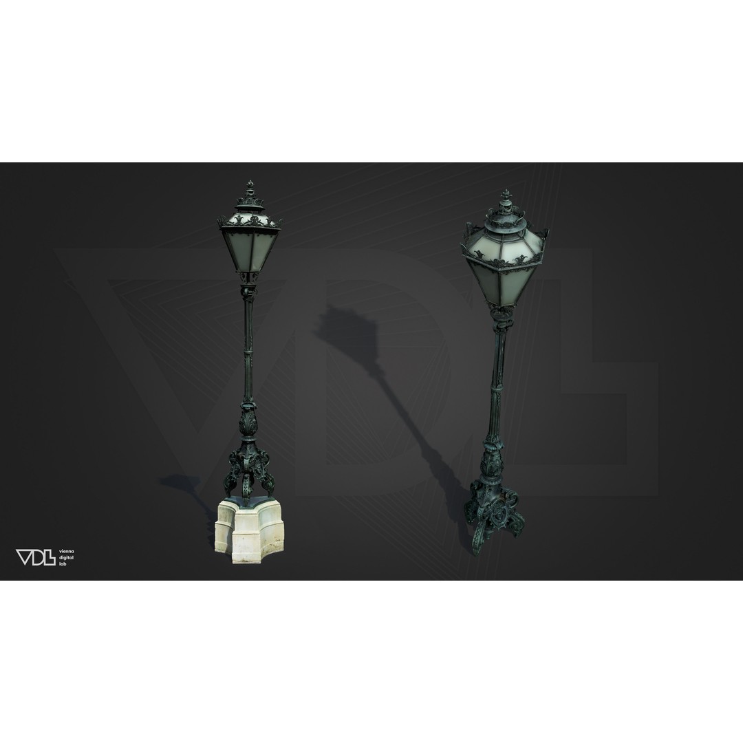 Street Lamp 3D Model – Low Poly Baroque Lighting Asset, FBX/OBJ - View 4