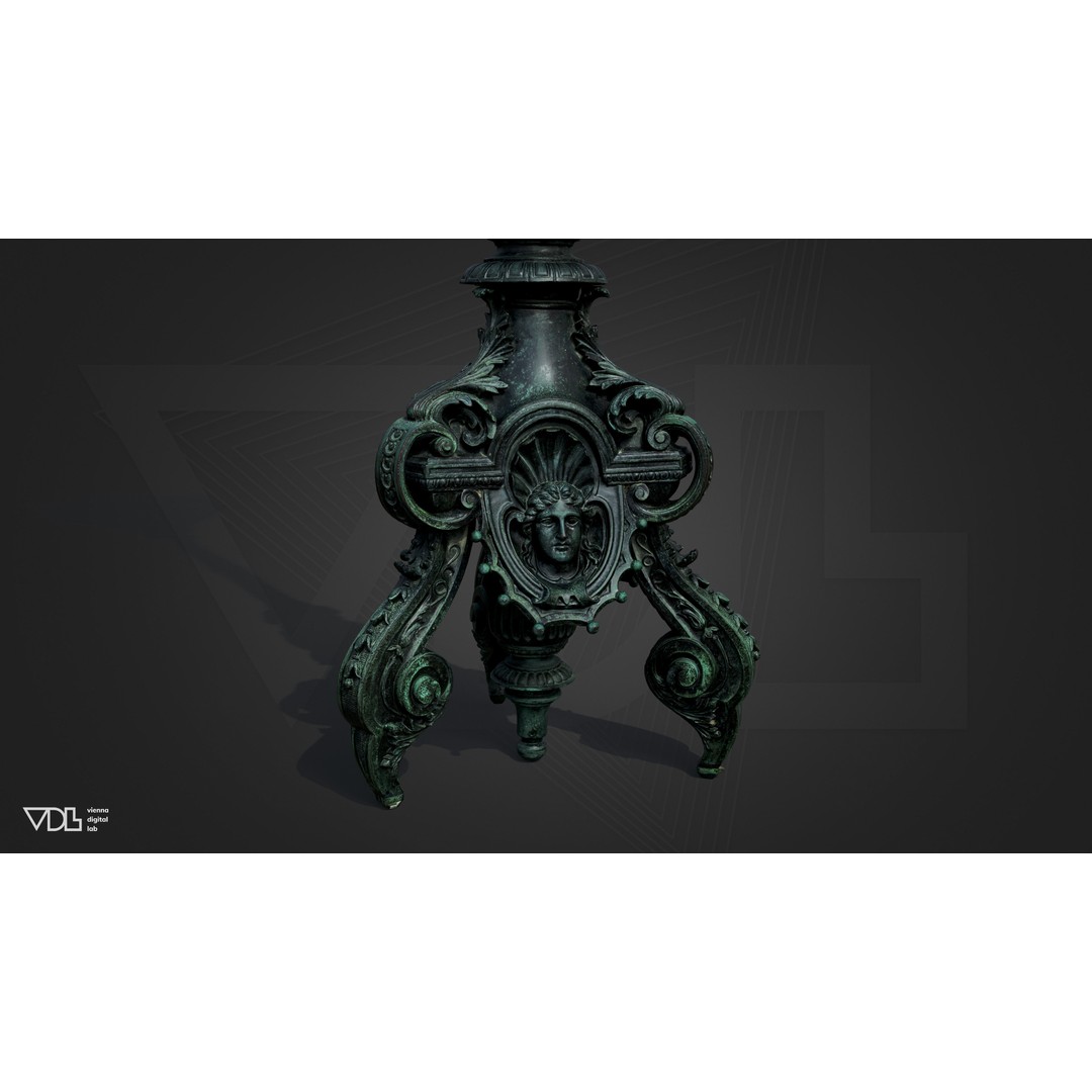 Street Lamp 3D Model – Low Poly Baroque Lighting Asset, FBX/OBJ - View 5