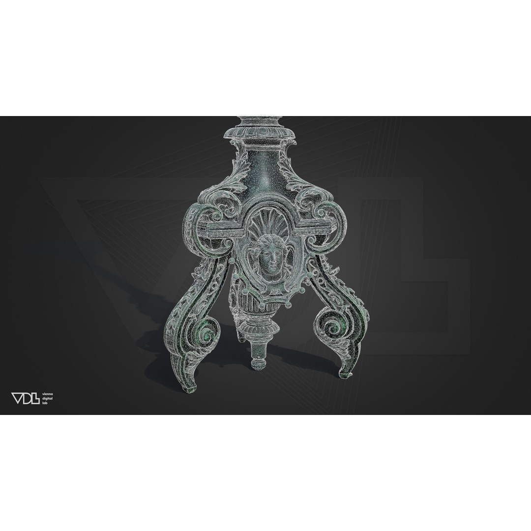Street Lamp 3D Model – Low Poly Baroque Lighting Asset, FBX/OBJ - View 7