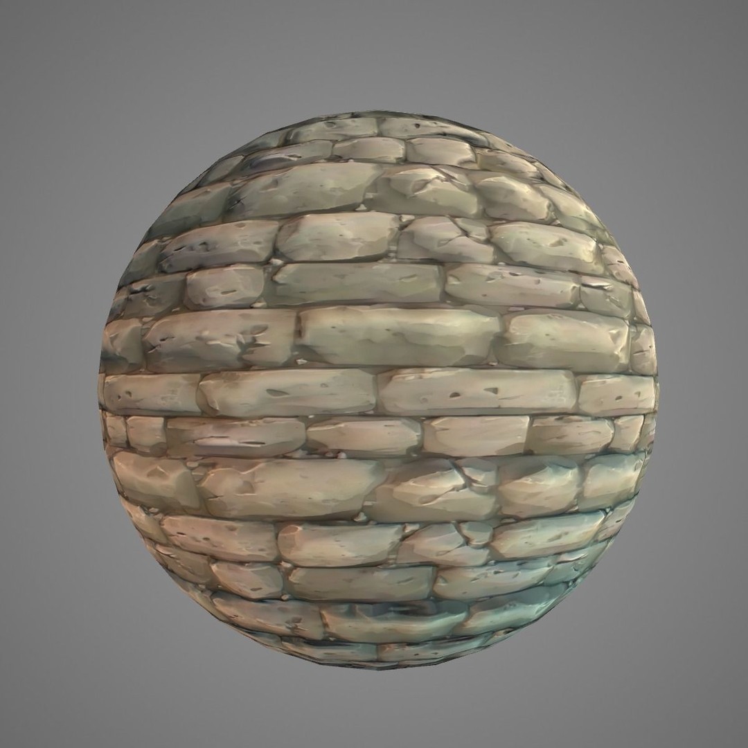 Stylized Hand Painted Brick Wall Textures 3D Model – PBR Ready, 10 Unique Textures - View 10