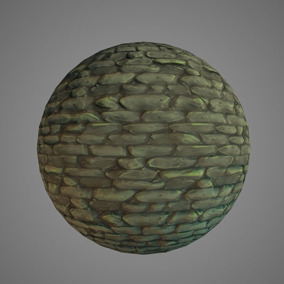 Stylized Hand Painted Brick Wall Textures 3D Model – PBR Ready, 10 Unique Textures - View 12