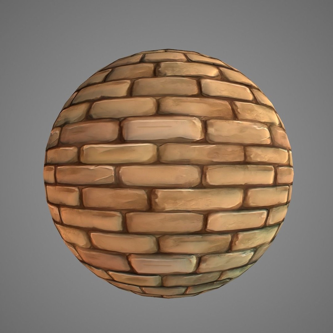 Stylized Hand Painted Brick Wall Textures 3D Model – PBR Ready, 10 Unique Textures - View 13