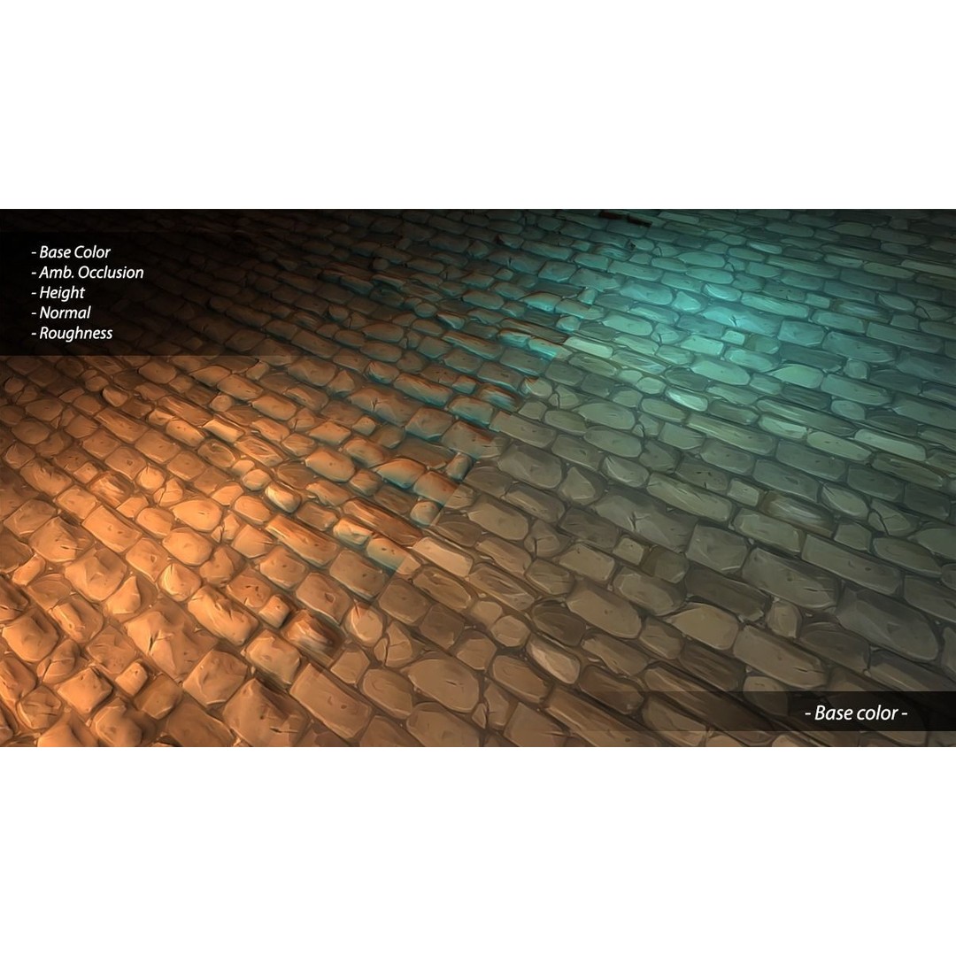 Stylized Hand Painted Brick Wall Textures 3D Model – PBR Ready, 10 Unique Textures - View 14
