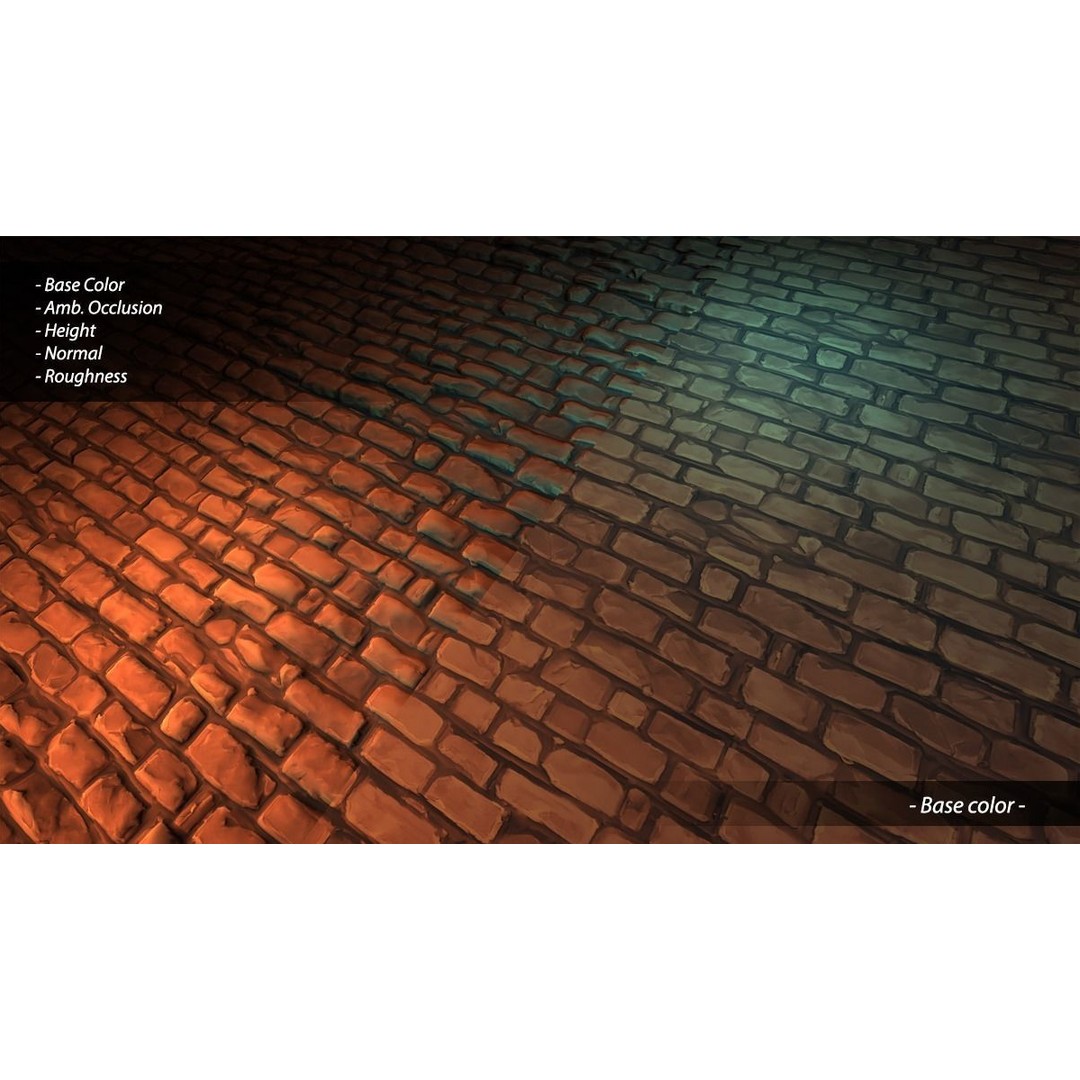 Stylized Hand Painted Brick Wall Textures 3D Model – PBR Ready, 10 Unique Textures - View 15