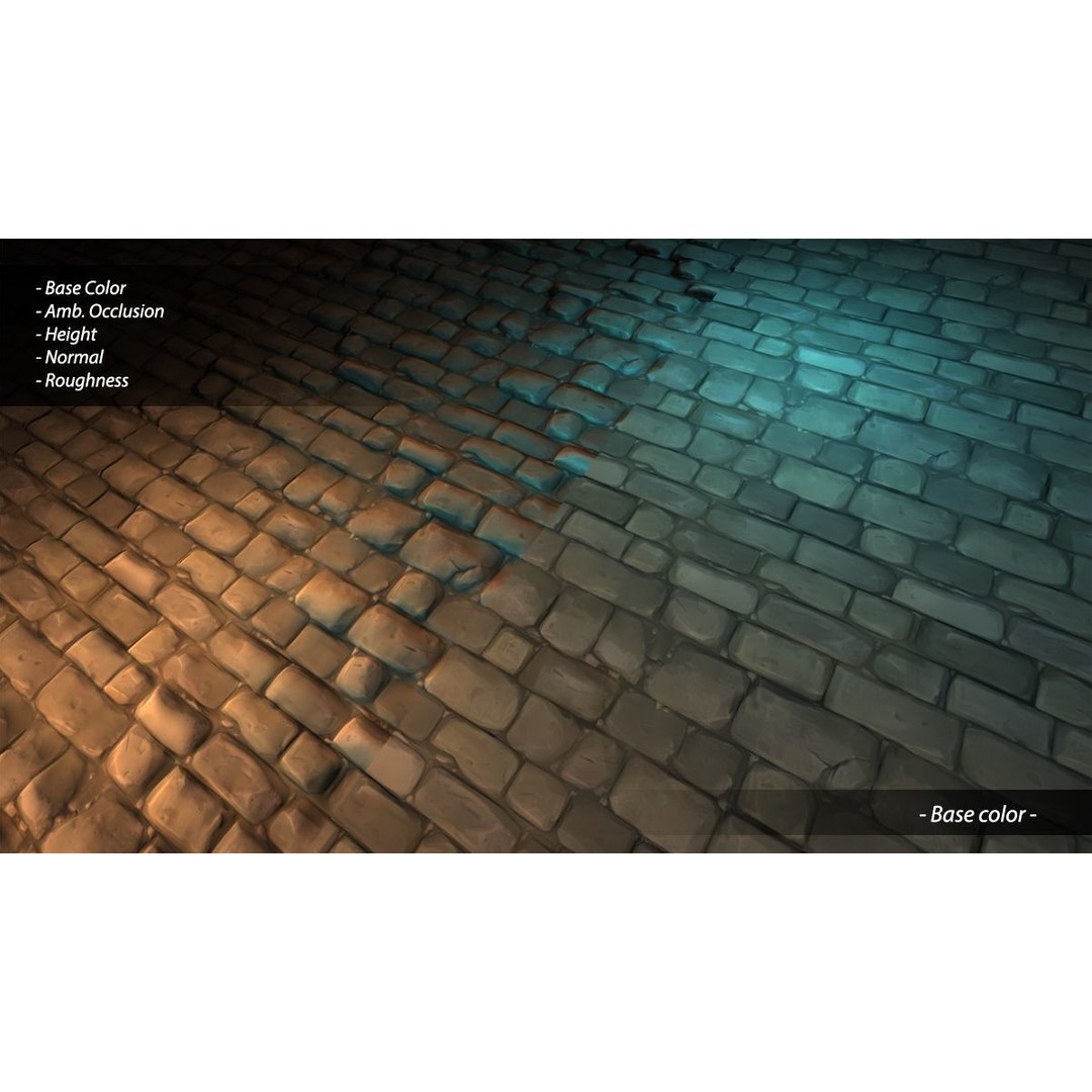 Stylized Hand Painted Brick Wall Textures 3D Model – PBR Ready, 10 Unique Textures - View 16