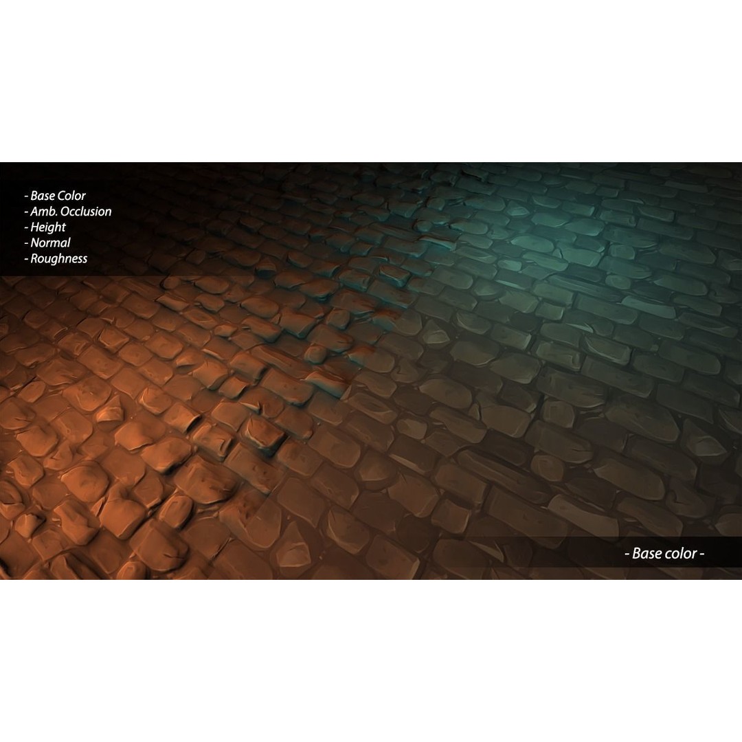 Stylized Hand Painted Brick Wall Textures 3D Model – PBR Ready, 10 Unique Textures - View 17