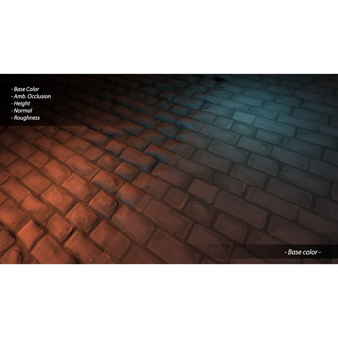 Stylized Hand Painted Brick Wall Textures 3D Model – PBR Ready, 10 Unique Textures - View 18