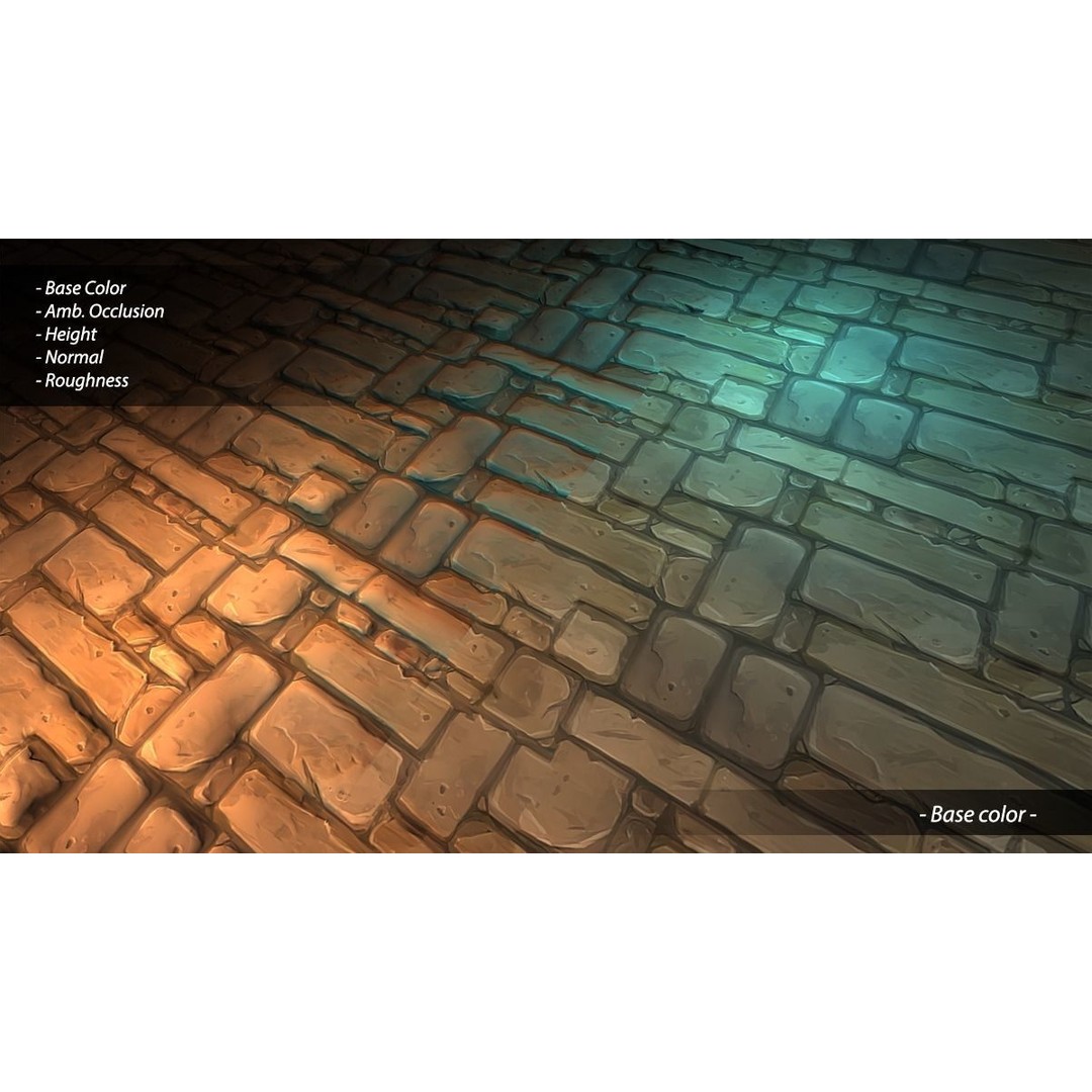 Stylized Hand Painted Brick Wall Textures 3D Model – PBR Ready, 10 Unique Textures - View 19