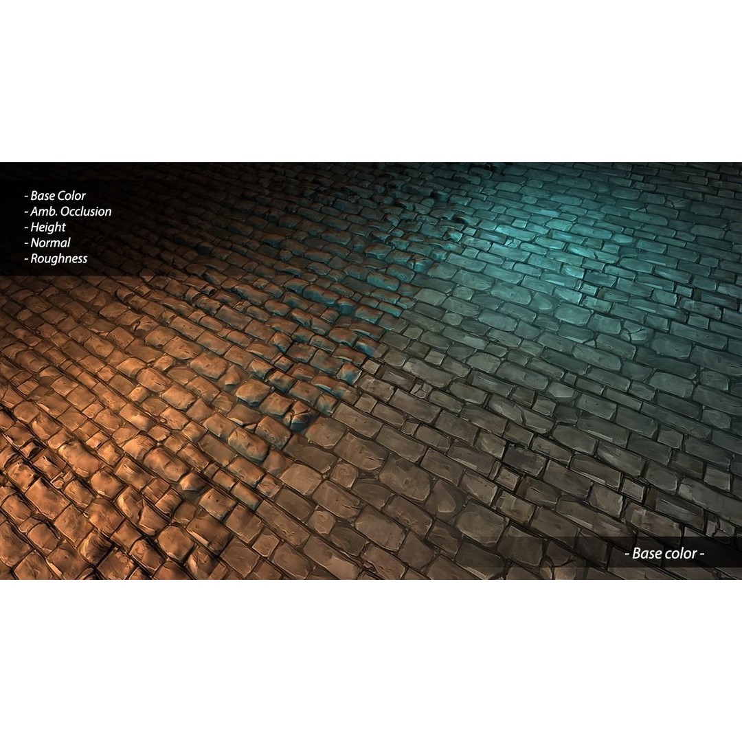 Stylized Hand Painted Brick Wall Textures 3D Model – PBR Ready, 10 Unique Textures - View 21