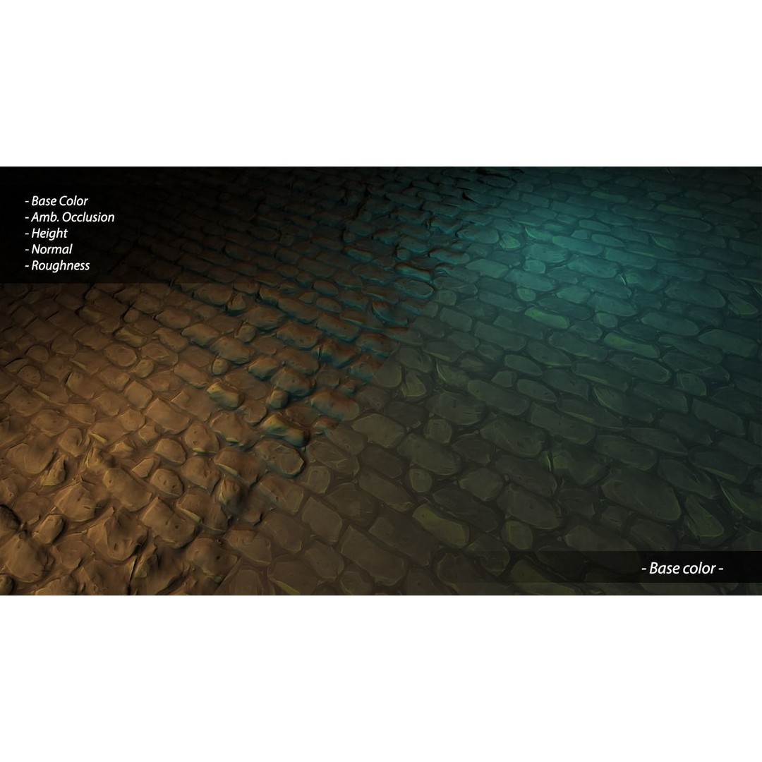 Stylized Hand Painted Brick Wall Textures 3D Model – PBR Ready, 10 Unique Textures - View 22