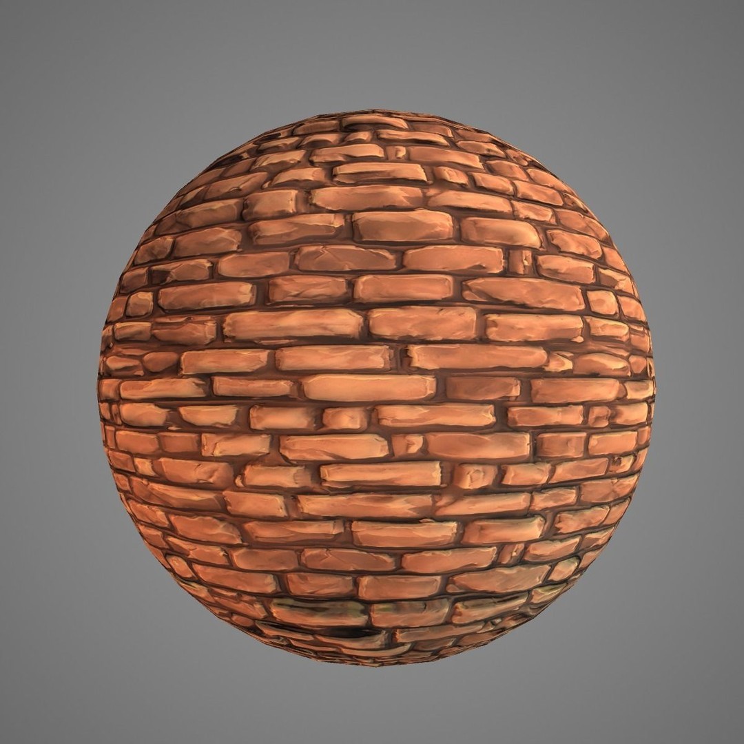 Stylized Hand Painted Brick Wall Textures 3D Model – PBR Ready, 10 Unique Textures - View 5