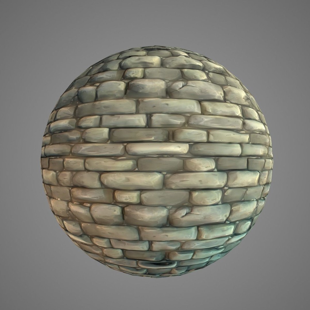 Stylized Hand Painted Brick Wall Textures 3D Model – PBR Ready, 10 Unique Textures - View 6