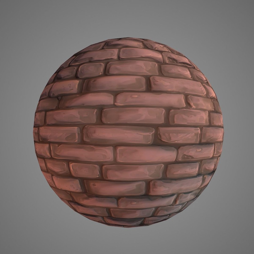 Stylized Hand Painted Brick Wall Textures 3D Model – PBR Ready, 10 Unique Textures - View 8