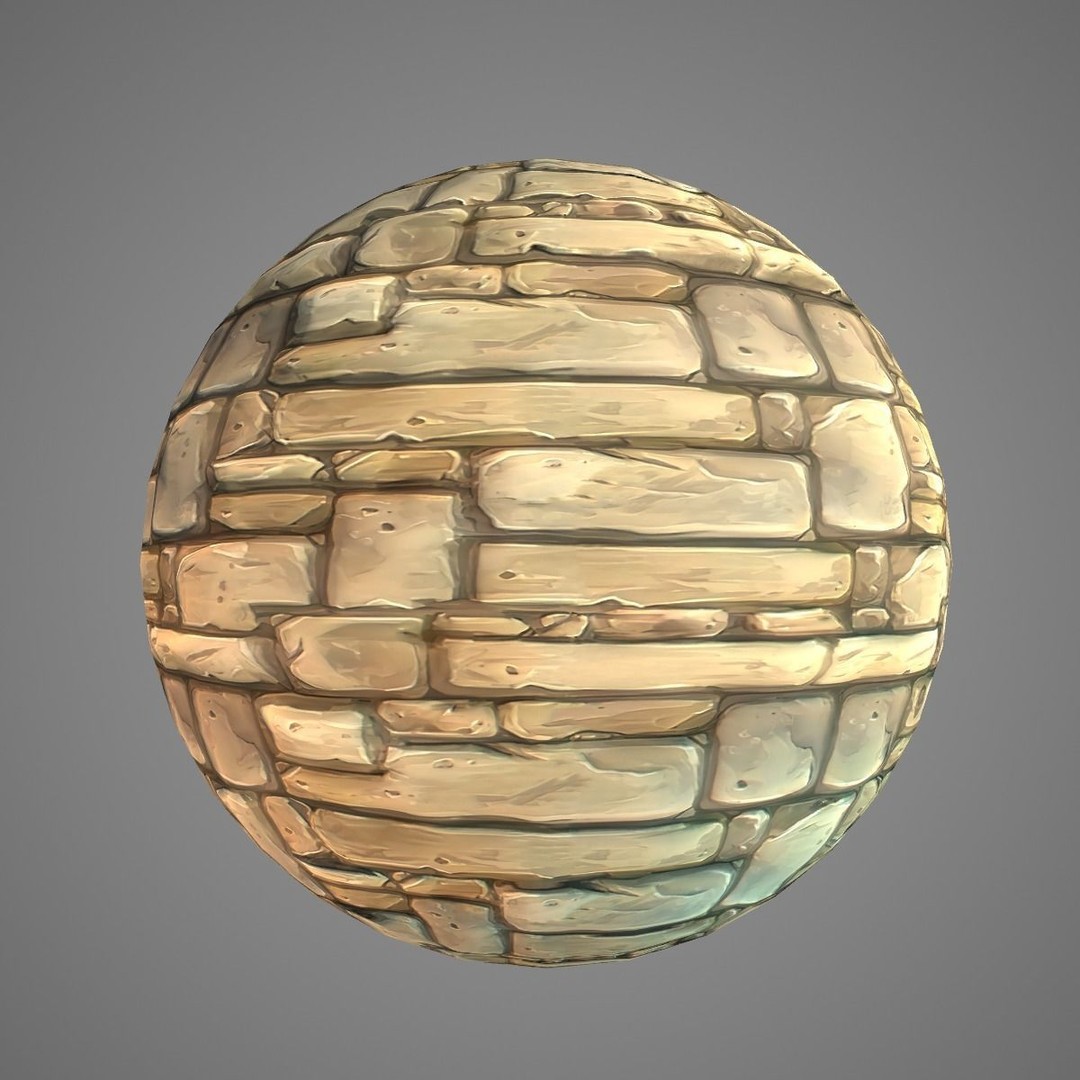 Stylized Hand Painted Brick Wall Textures 3D Model – PBR Ready, 10 Unique Textures - View 9