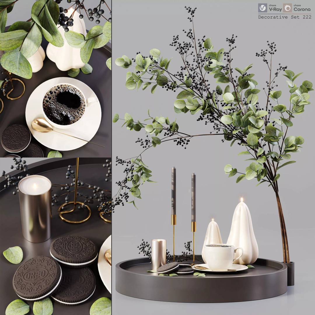 Decorative Set 222 3D Model – Low Poly Architectural Decoration, FBX, OBJ - View 2