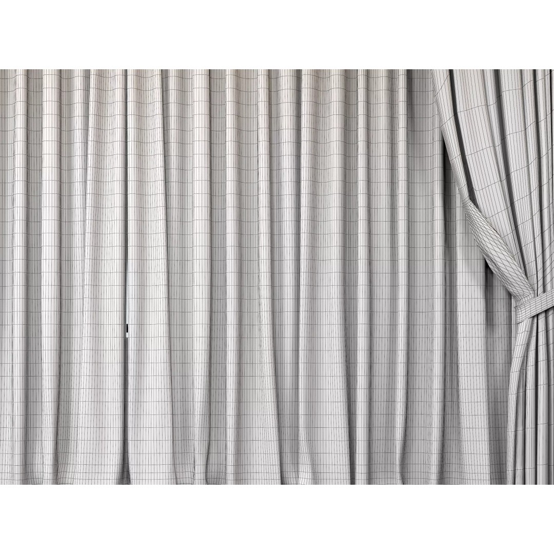Curtain 3D Model – Classic Tulle Drapes, PBR Textures, FBX, OBJ