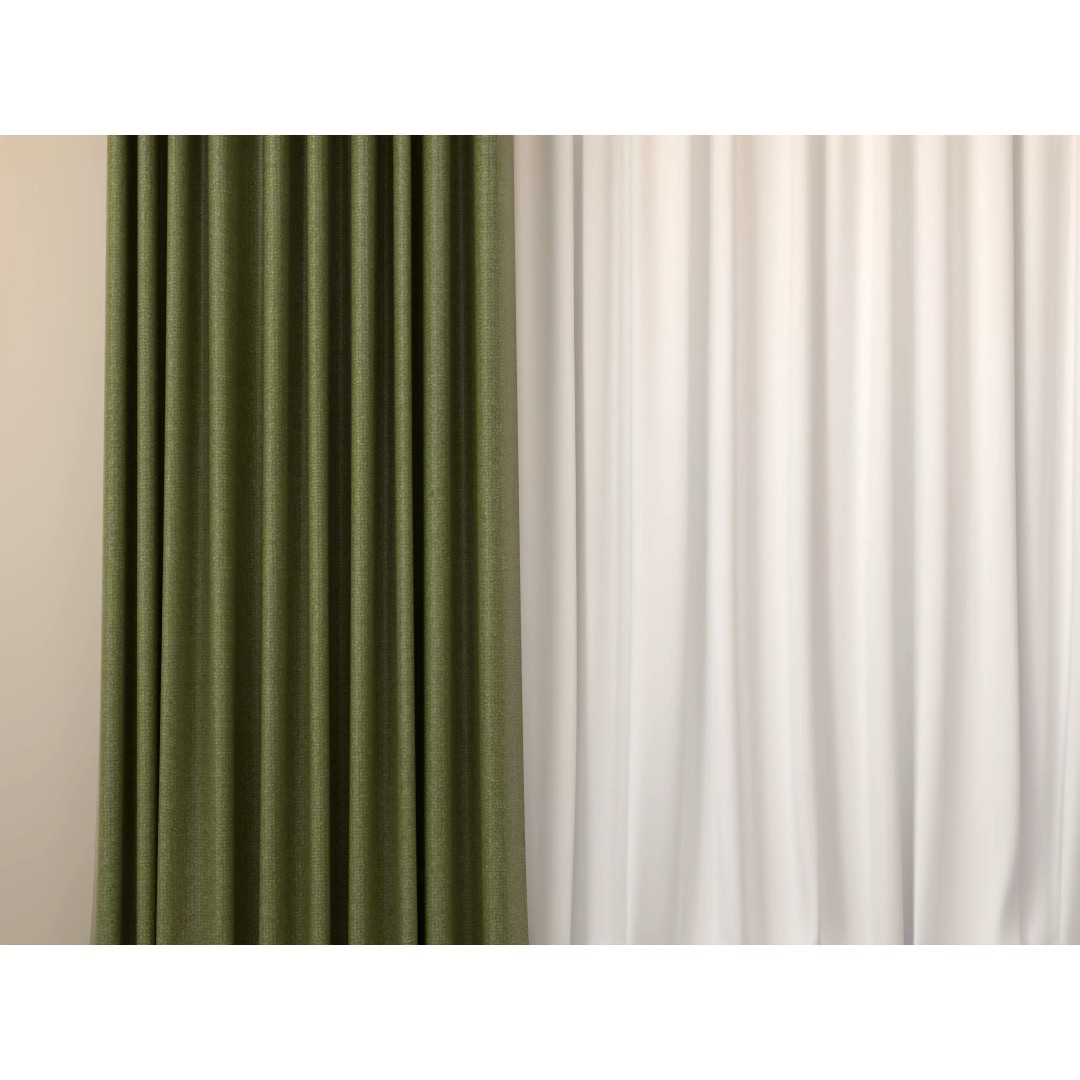 Curtain 3D Model – Classic Tulle Drapes, PBR Textures, FBX, OBJ - View 4