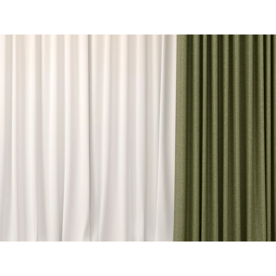 Curtain 3D Model – Classic Tulle Drapes, PBR Textures, FBX, OBJ - View 5