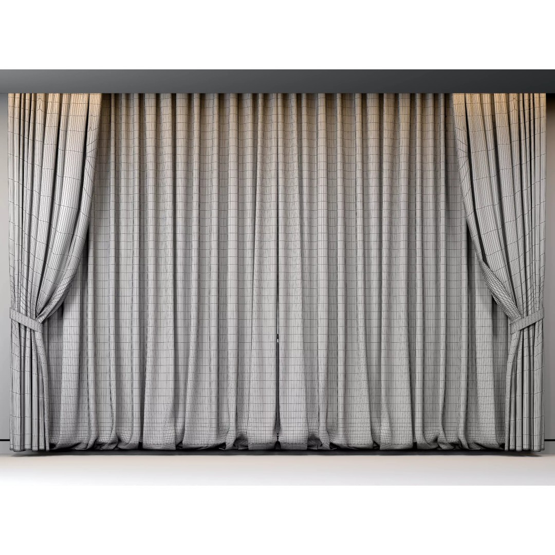 Curtain 3D Model – Classic Tulle Drapes, PBR Textures, FBX, OBJ - View 8