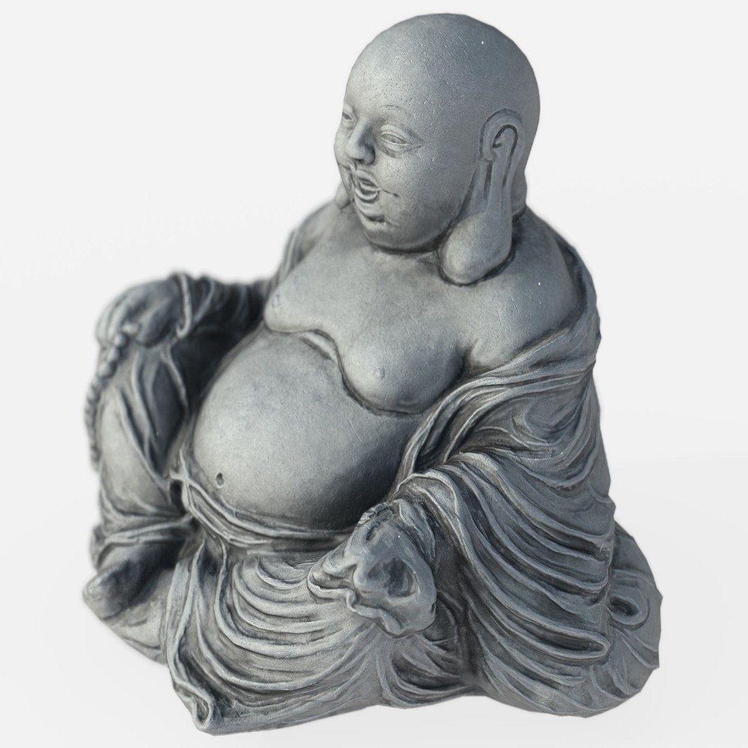 Smiling Buddha 3D Model – Low Poly PBR Asset, FBX, OBJ, Blender