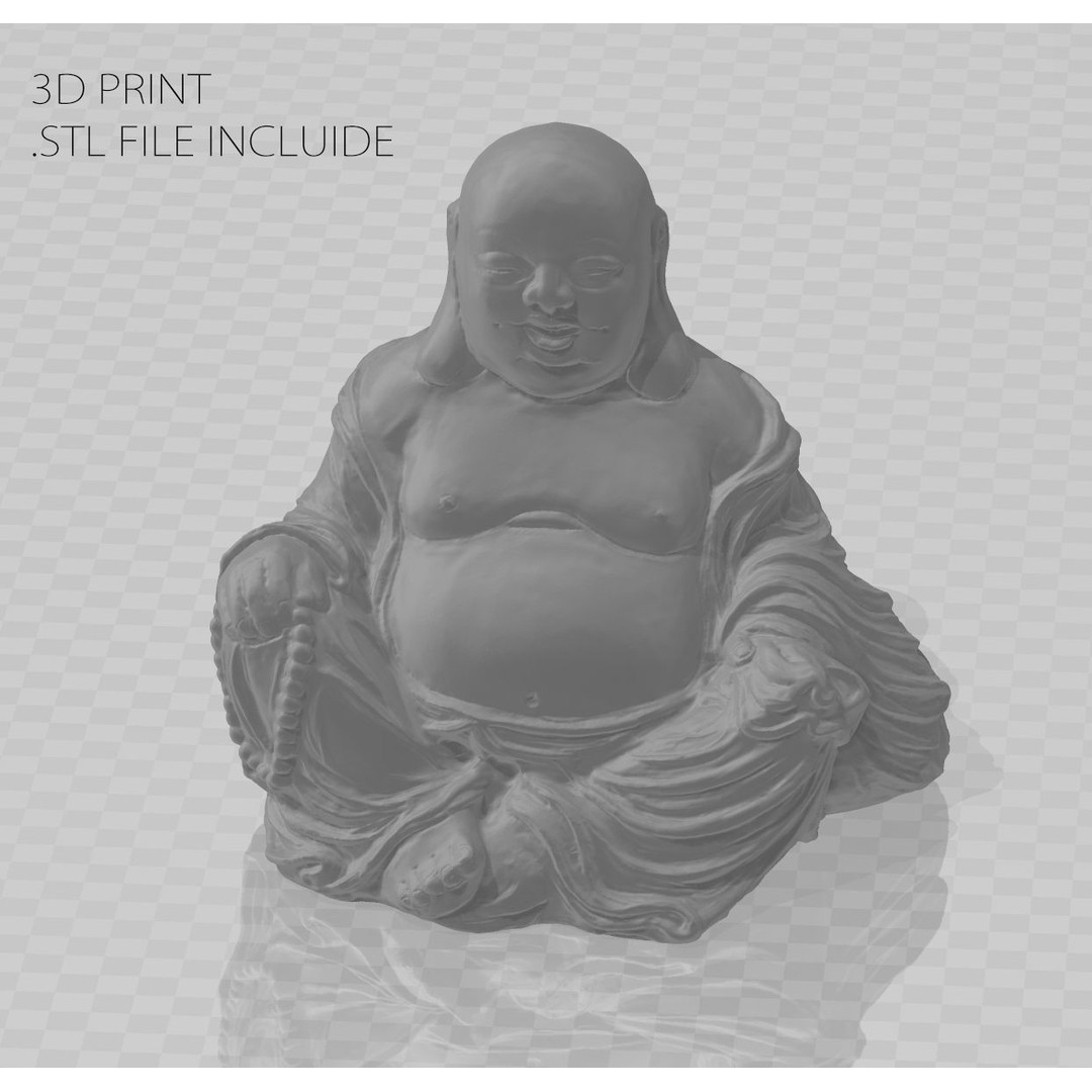 Smiling Buddha 3D Model – Low Poly PBR Asset, FBX, OBJ, Blender - View 11