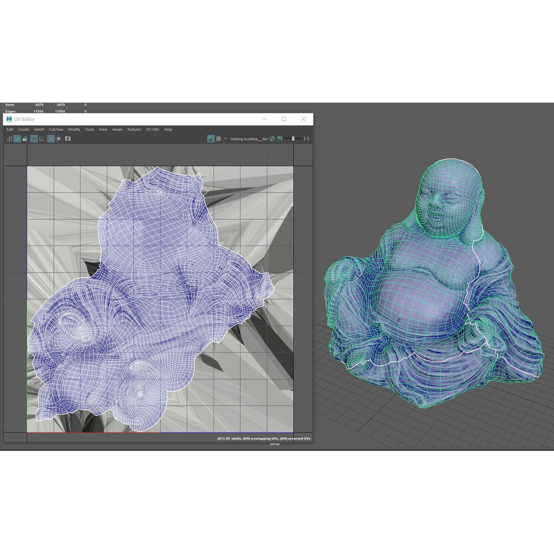 Smiling Buddha 3D Model – Low Poly PBR Asset, FBX, OBJ, Blender - View 13