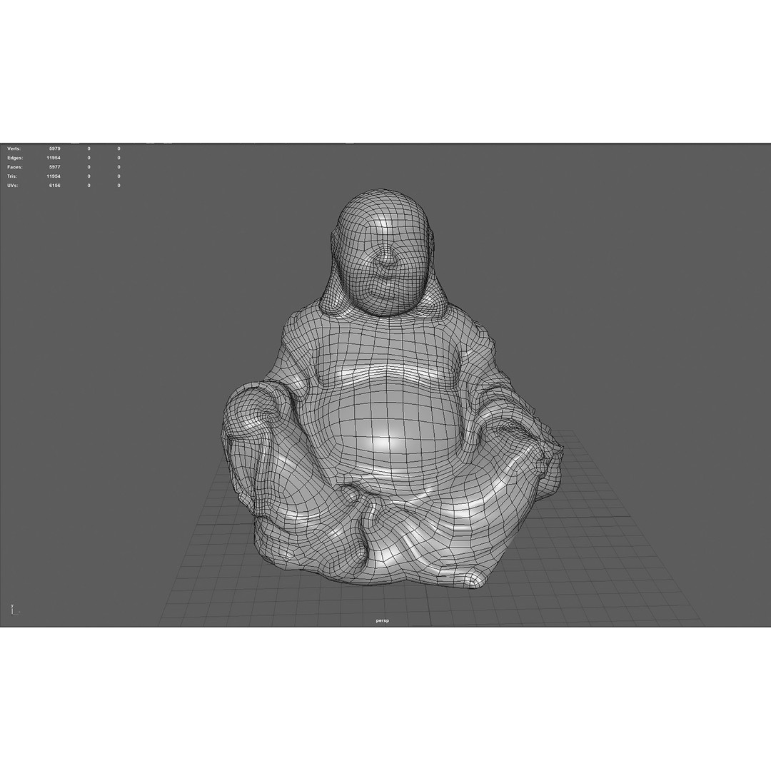 Smiling Buddha 3D Model – Low Poly PBR Asset, FBX, OBJ, Blender - View 14