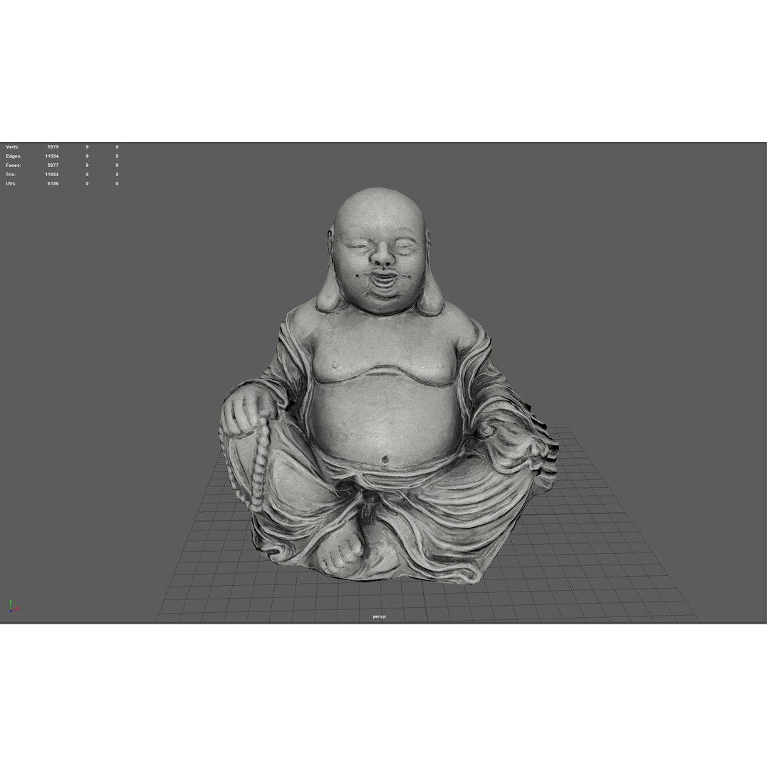 Smiling Buddha 3D Model – Low Poly PBR Asset, FBX, OBJ, Blender - View 4