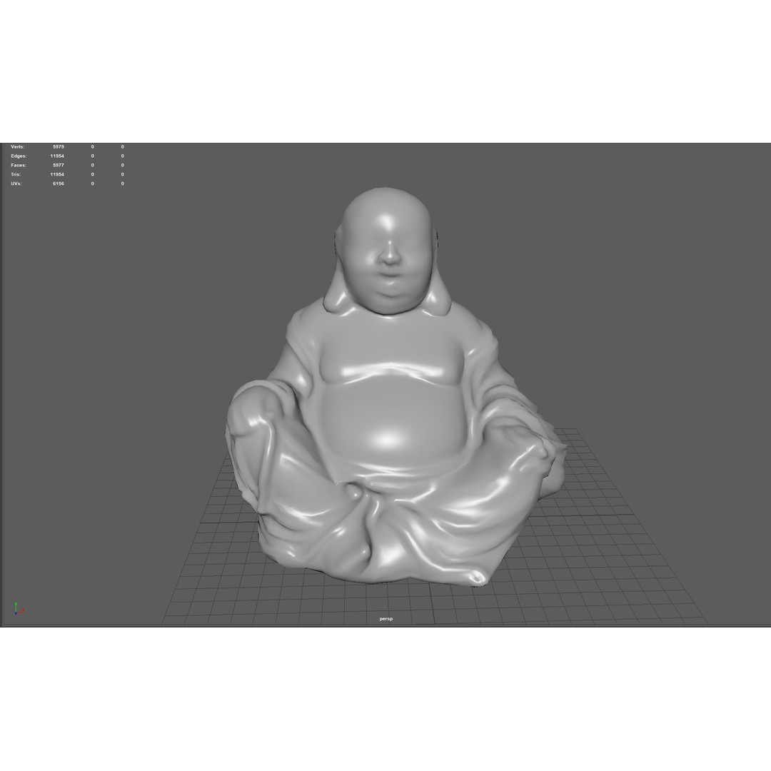 Smiling Buddha 3D Model – Low Poly PBR Asset, FBX, OBJ, Blender - View 5