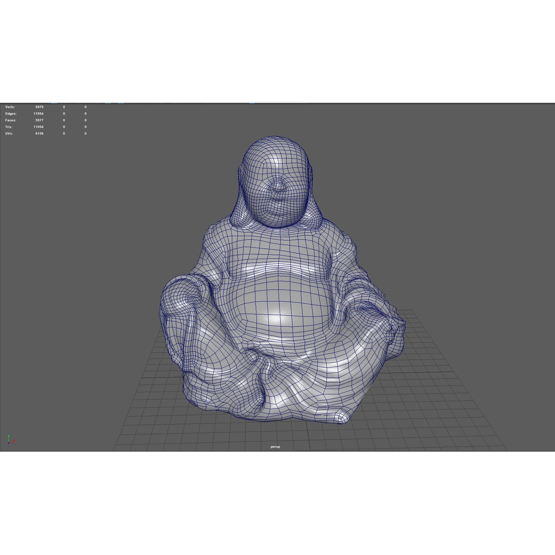 Smiling Buddha 3D Model – Low Poly PBR Asset, FBX, OBJ, Blender - View 6