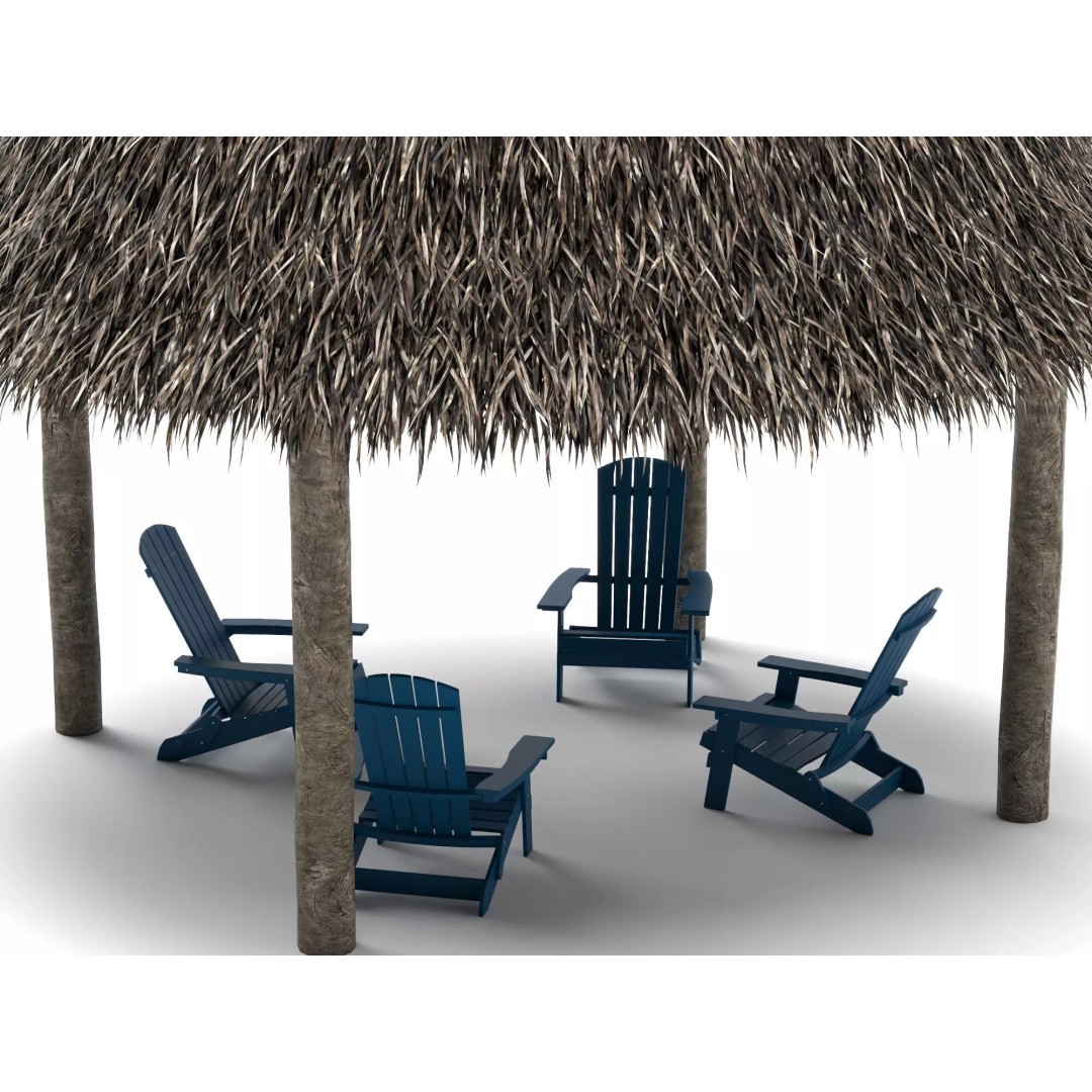 Thatch Umbrellas 3D Model – Low Poly Beach Asset Collection, FBX, OBJ - View 11
