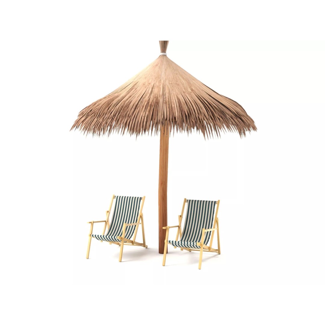 Thatch Umbrellas 3D Model – Low Poly Beach Asset Collection, FBX, OBJ - View 18