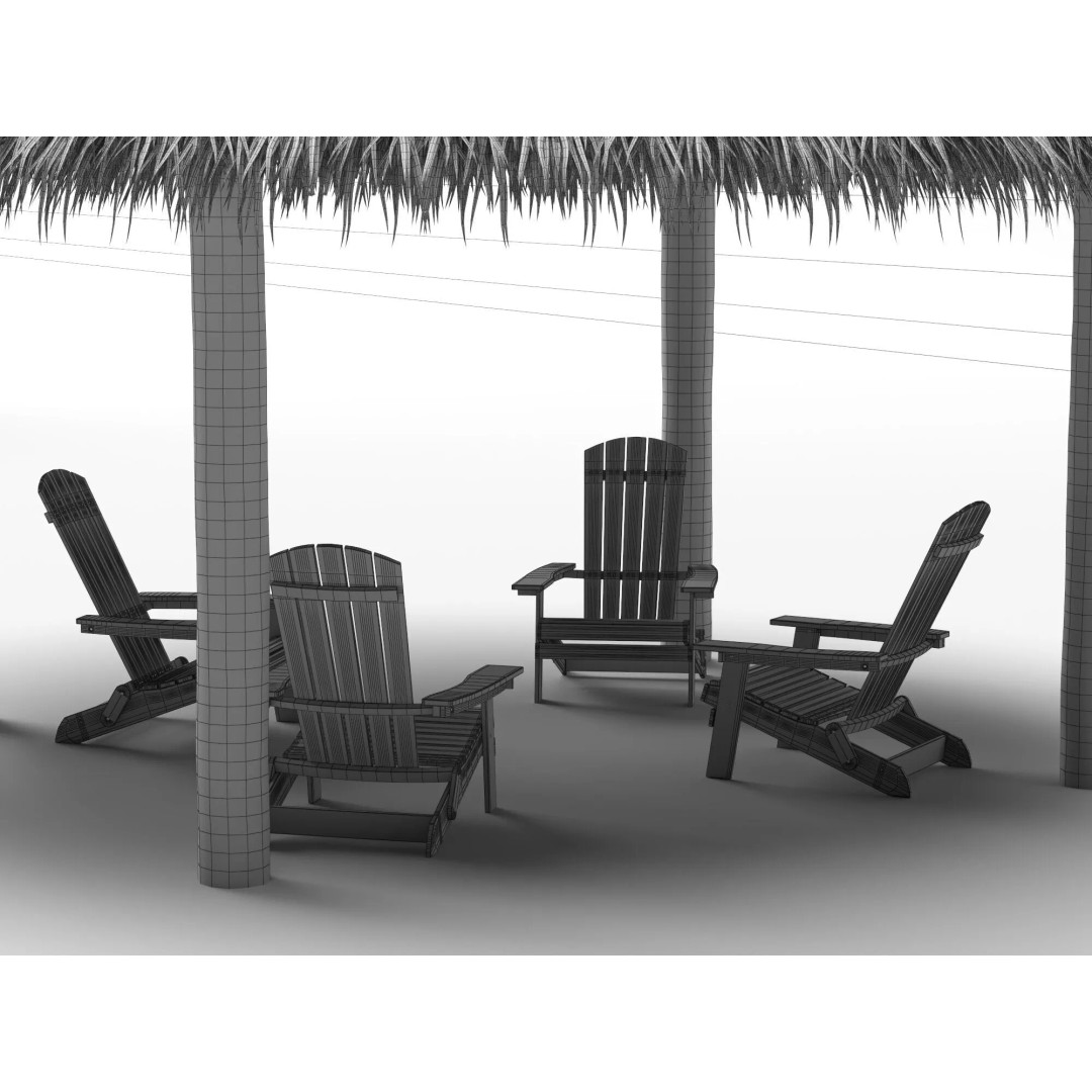 Thatch Umbrellas 3D Model – Low Poly Beach Asset Collection, FBX, OBJ - View 26