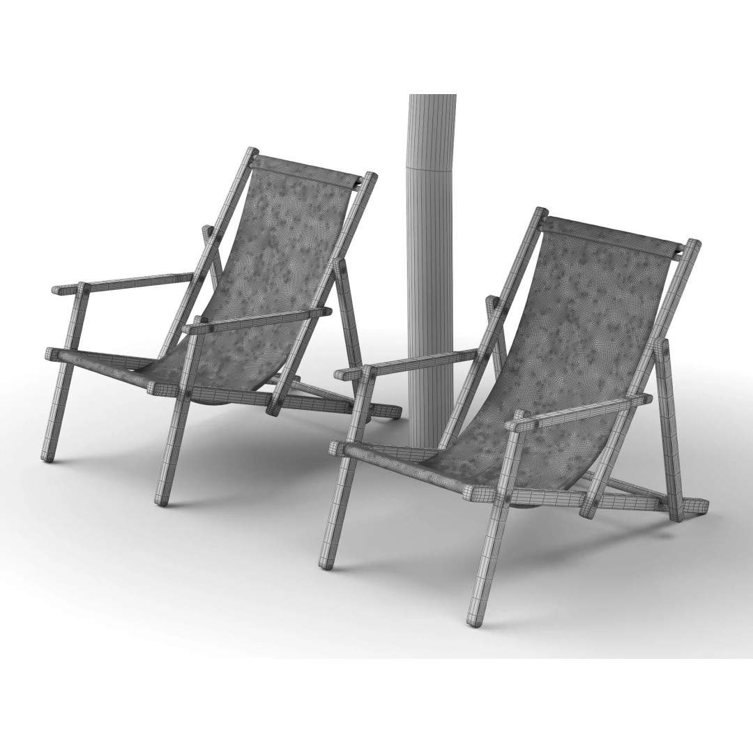 Thatch Umbrellas 3D Model – Low Poly Beach Asset Collection, FBX, OBJ - View 30