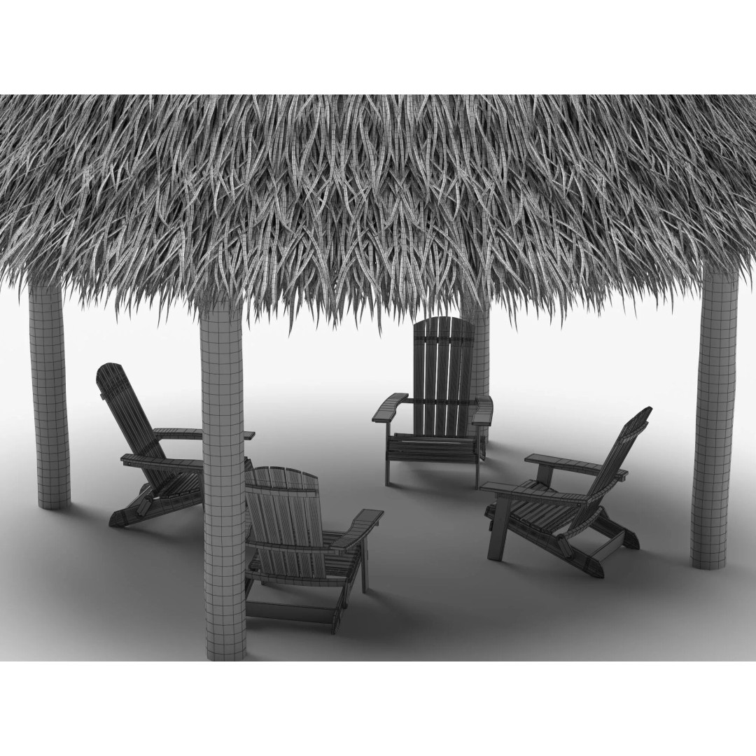 Thatch Umbrellas 3D Model – Low Poly Beach Asset Collection, FBX, OBJ - View 35