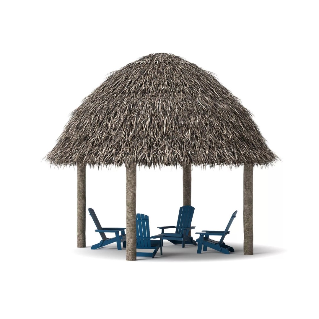 Thatch Umbrellas 3D Model – Low Poly Beach Asset Collection, FBX, OBJ - View 4