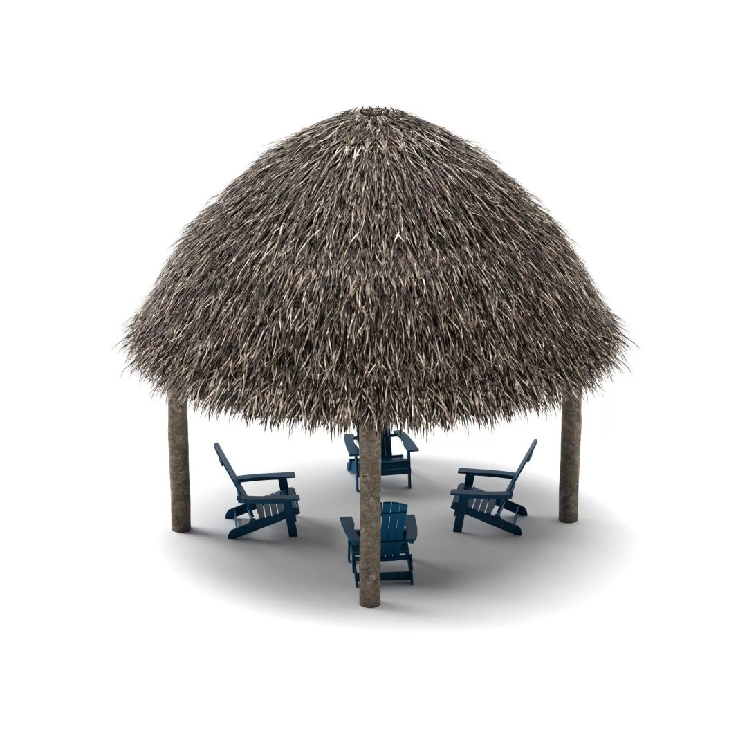 Thatch Umbrellas 3D Model – Low Poly Beach Asset Collection, FBX, OBJ - View 5