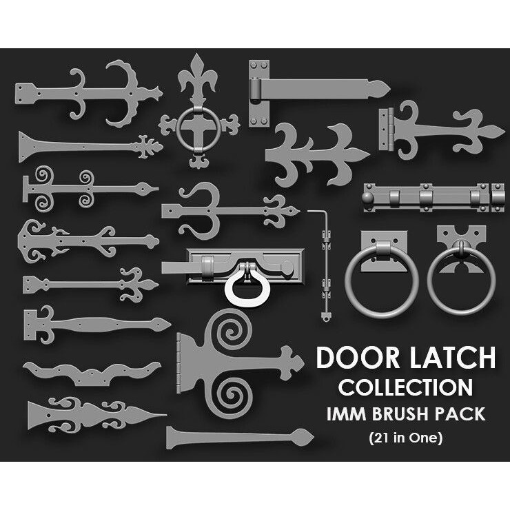 Door Latch 3D Model – Vintage Imm Brush Pack, 66 Brushes - View 3