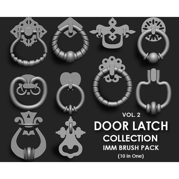 Door Latch 3D Model – Vintage Imm Brush Pack, 66 Brushes - View 4