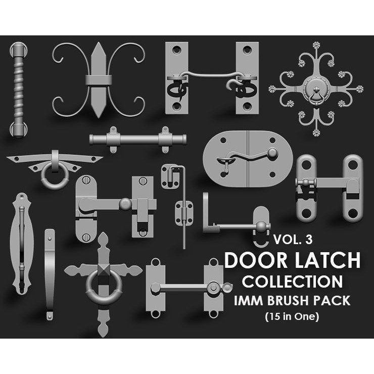 Door Latch 3D Model – Vintage Imm Brush Pack, 66 Brushes - View 5