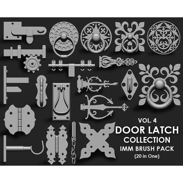 Door Latch 3D Model – Vintage Imm Brush Pack, 66 Brushes - View 6