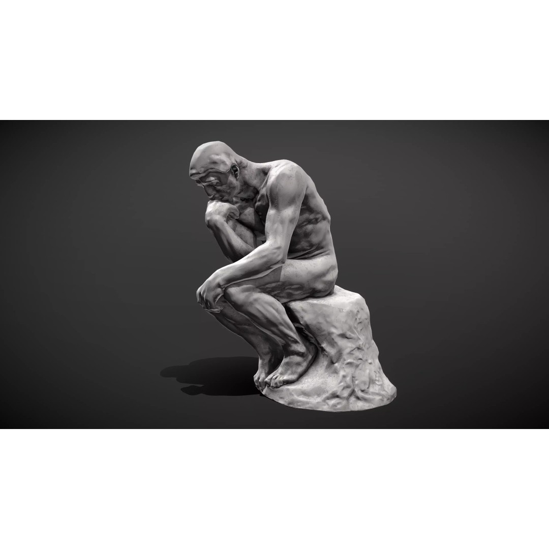 The Thinker 3D Model – Low Poly Sculpture, FBX, PBR Textures - View 2