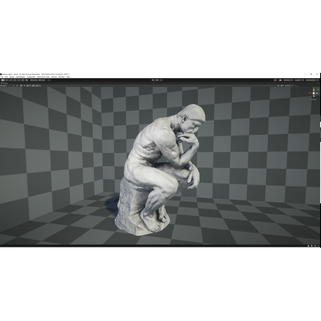 The Thinker 3D Model – Low Poly Sculpture, FBX, PBR Textures - View 3
