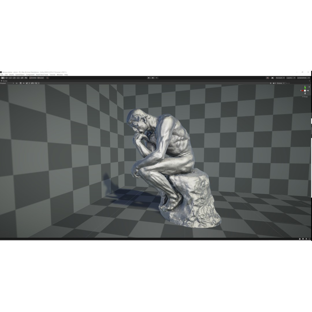 The Thinker 3D Model – Low Poly Sculpture, FBX, PBR Textures - View 4