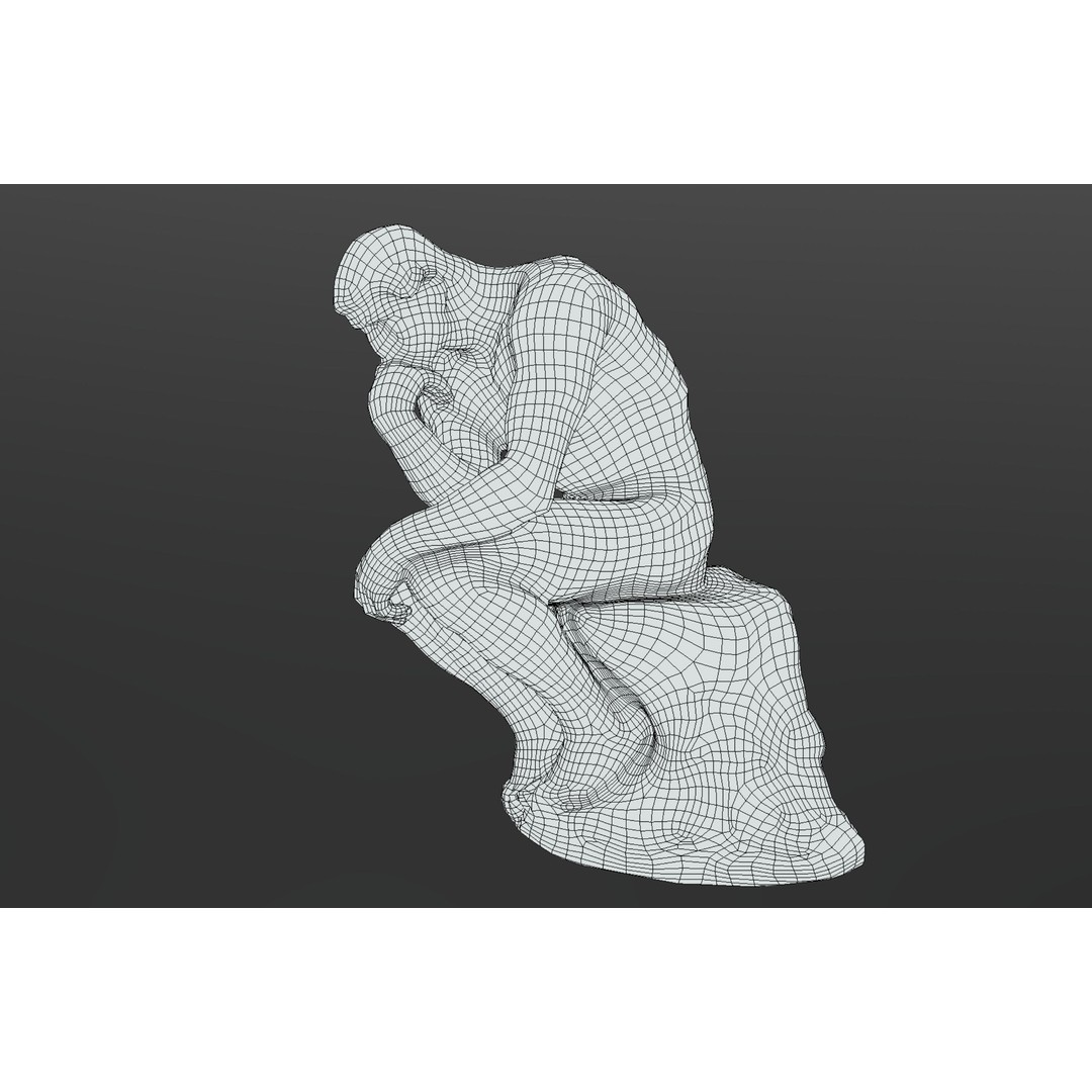 The Thinker 3D Model – Low Poly Sculpture, FBX, PBR Textures - View 5