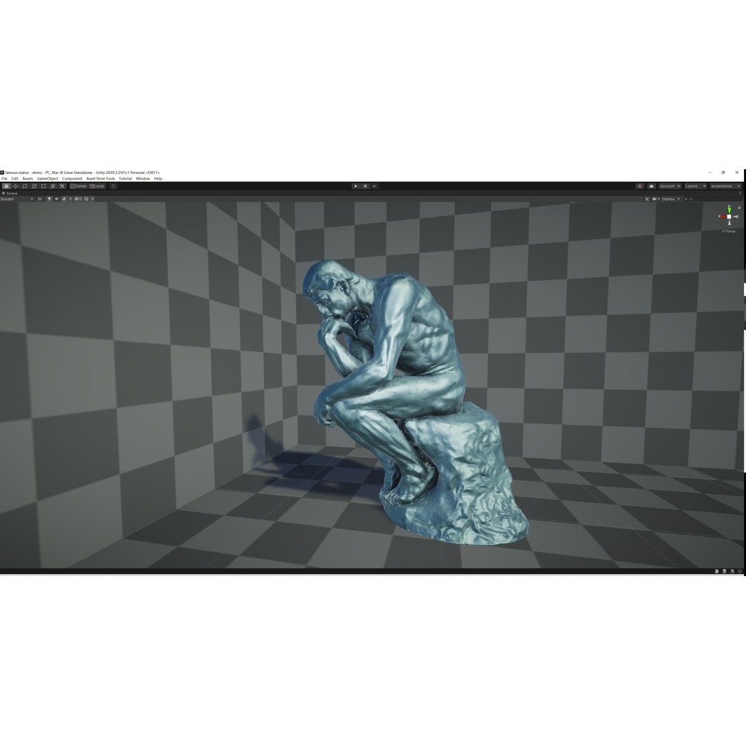 The Thinker 3D Model – Low Poly Sculpture, FBX, PBR Textures - View 6