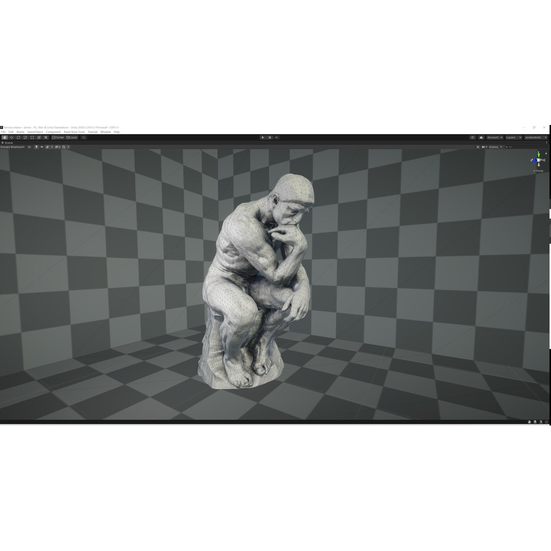 The Thinker 3D Model – Low Poly Sculpture, FBX, PBR Textures - View 8