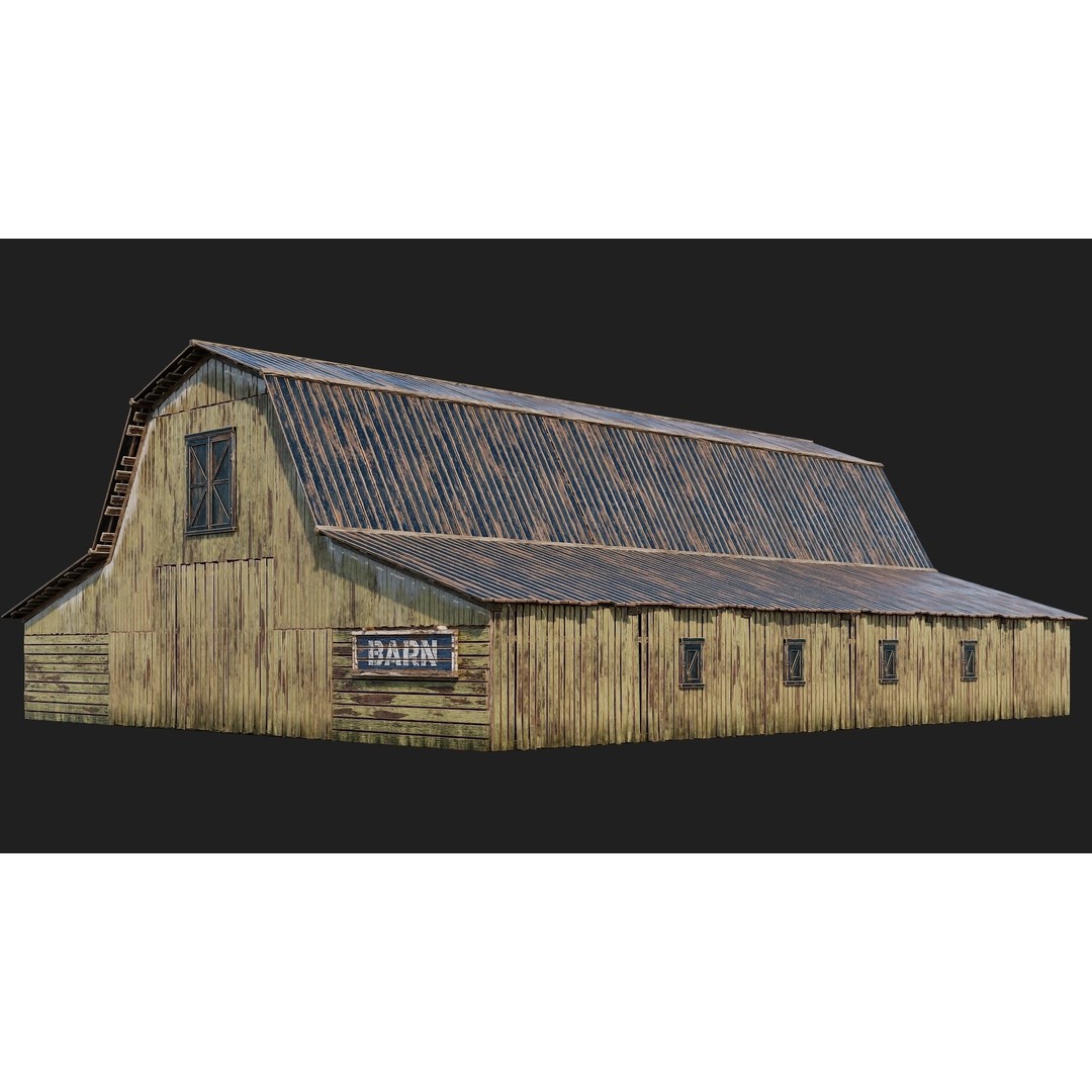 Farm Buildings 3D Model – Low Poly Game Ready PBR Asset, FBX, OBJ - View 10
