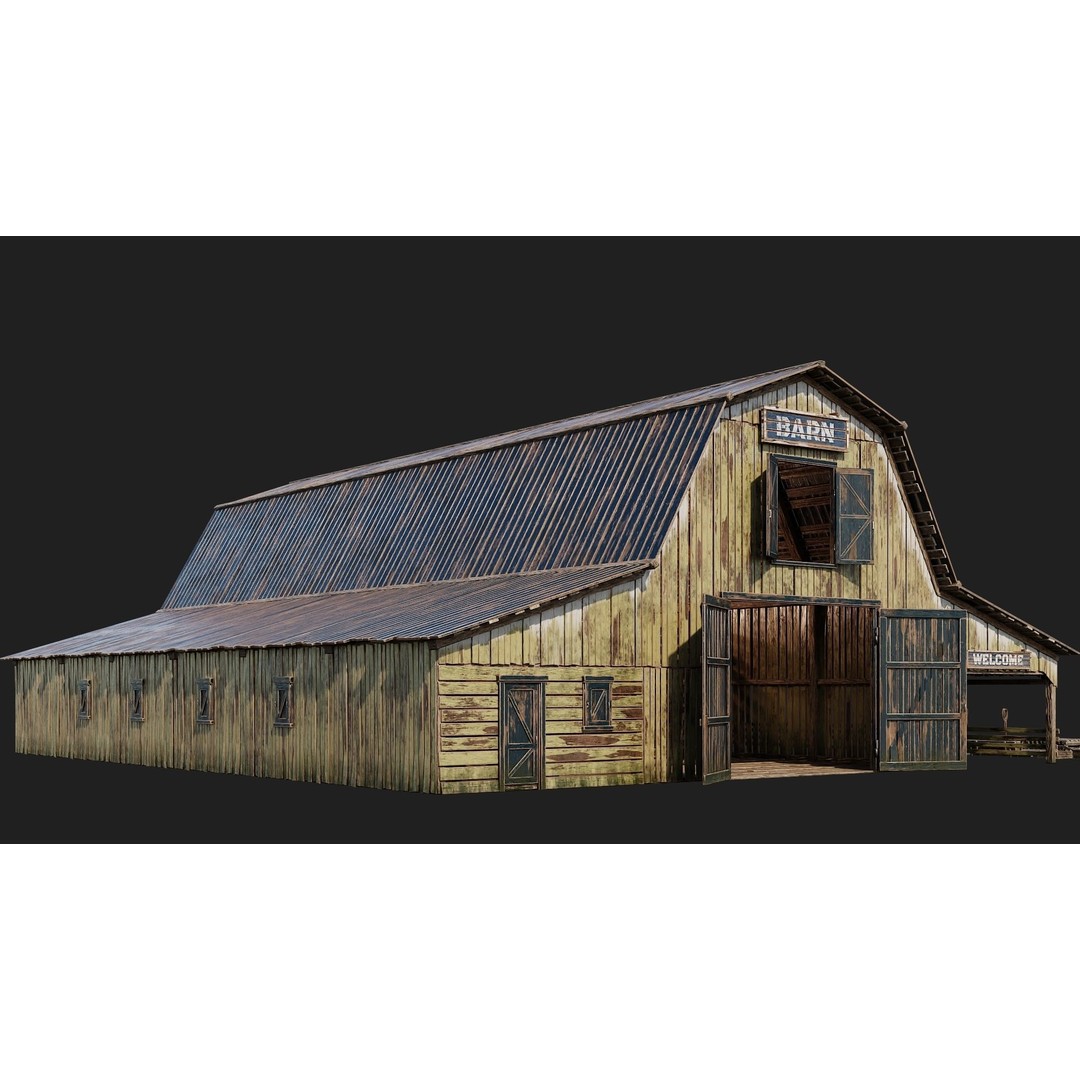 Farm Buildings 3D Model – Low Poly Game Ready PBR Asset, FBX, OBJ - View 11